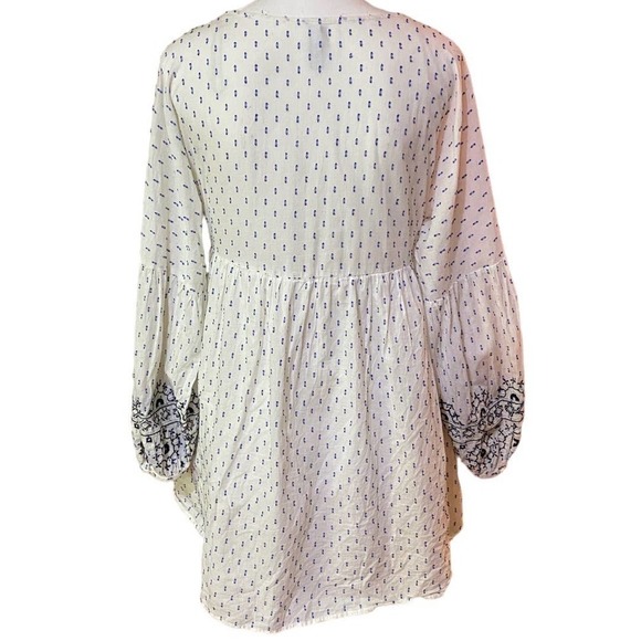 Zara trf Collection Shift Dress Ecru Blue Swiss Dot Size M - Picture 9 of 14